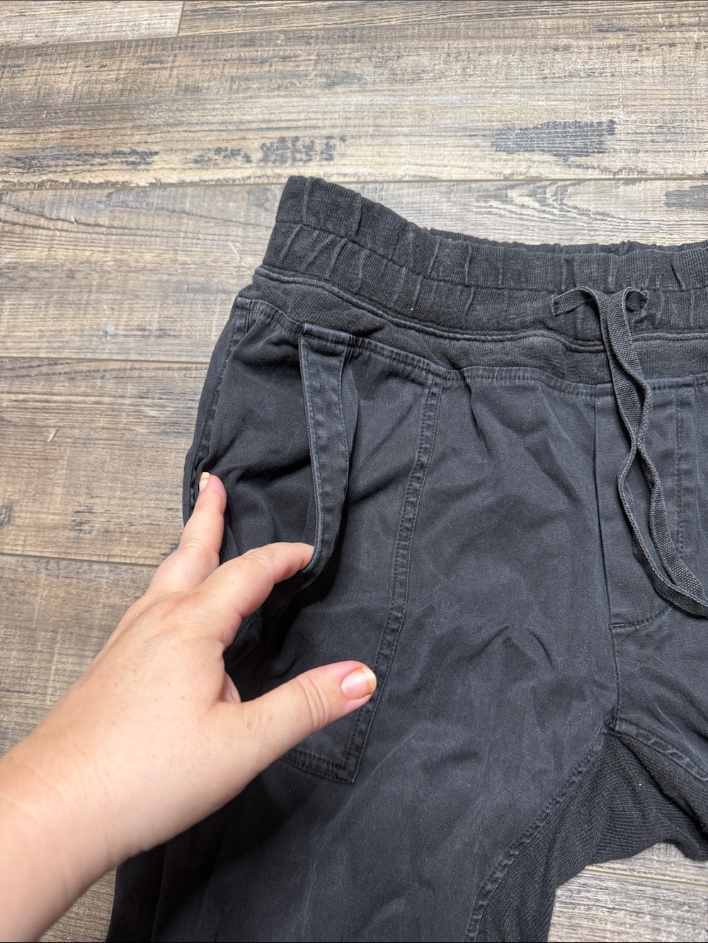 Standard James Perse Mixed Media Black Drawstring Jogger Pants Women's Small 1 - Picture 3 of 12